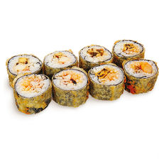 Киото темпура (угорь, сливочн. сыр, омлет, креветки, кунжут, соус унаги)